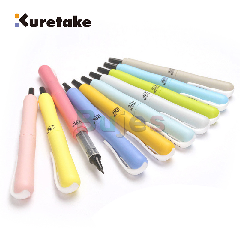 ZIG Kuretake coco-레터링 펜 캘리그래피 브러시 펜 하드 팁 검정색 글씨 헤드 두껍거나 얇은 미술 용품 가능